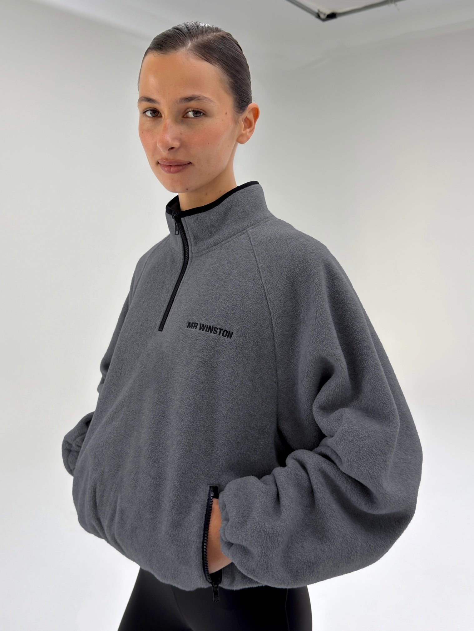 POLAR FLEECE 1/4 ZIP JACKET - CHARCOAL