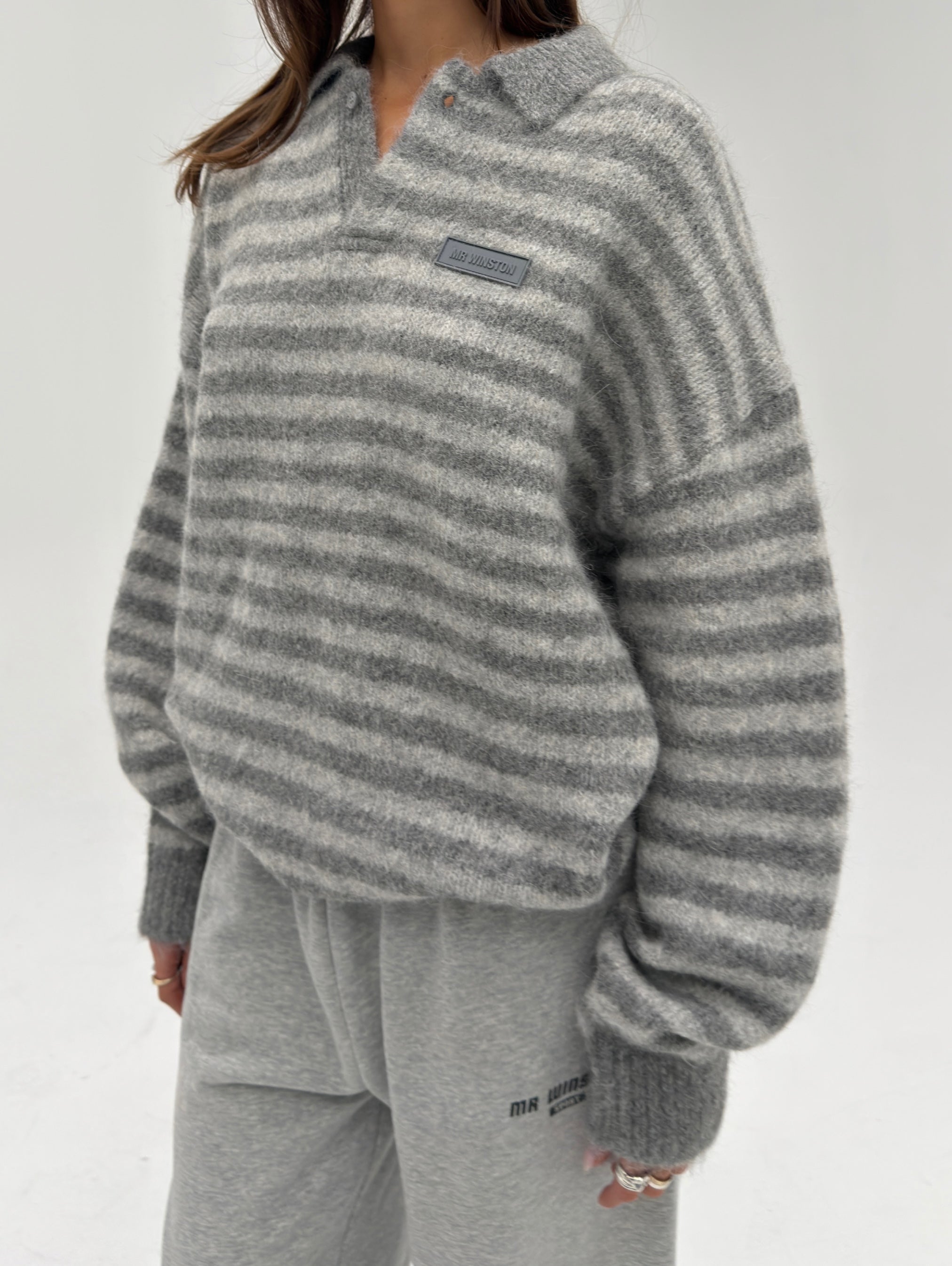 ALPACA BLEND BOYFRIEND KNIT - GREY