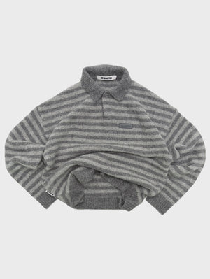 ALPACA BLEND BOYFRIEND KNIT - GREY