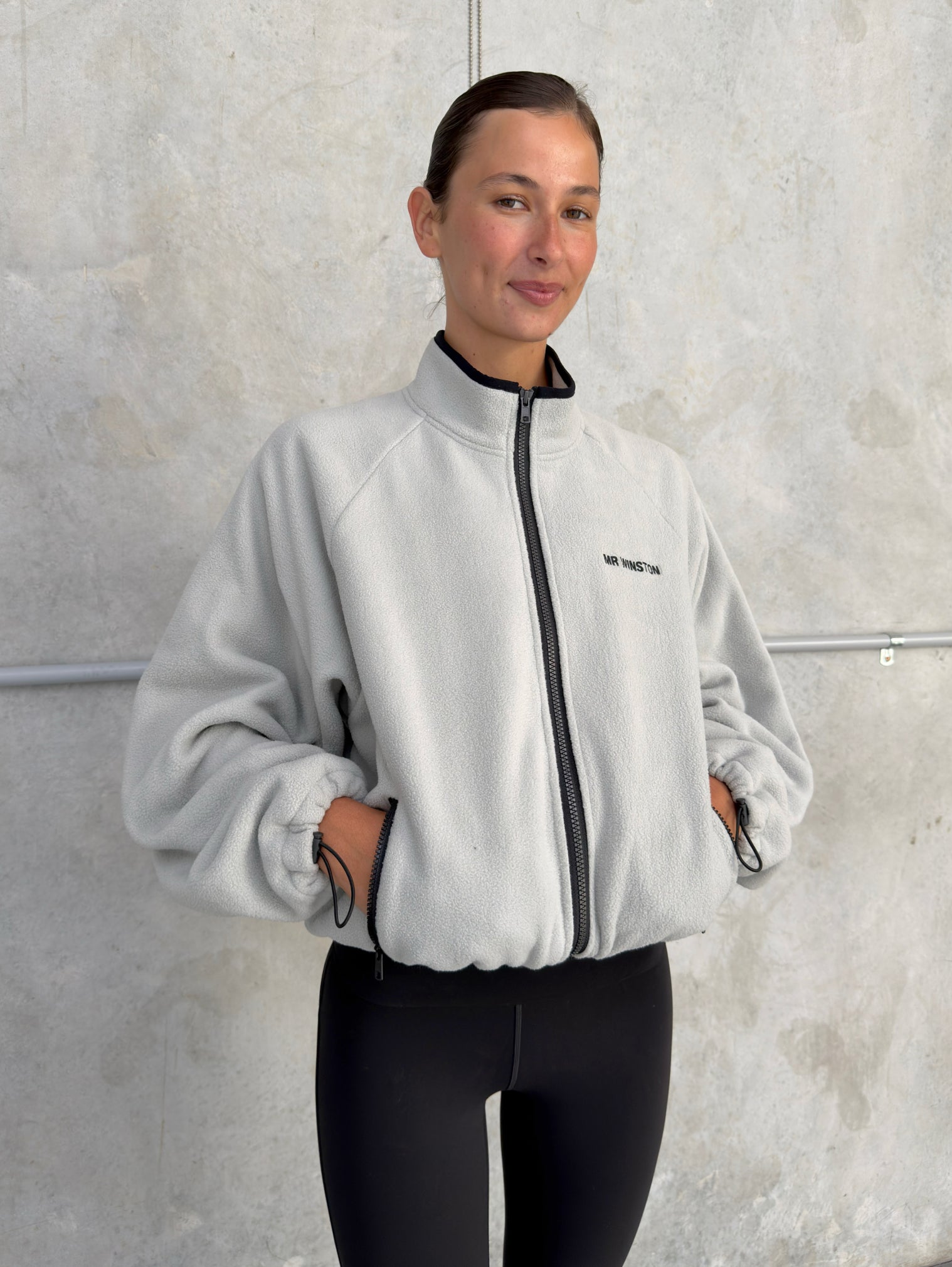 POLAR FLEECE JACKET - CEMENT