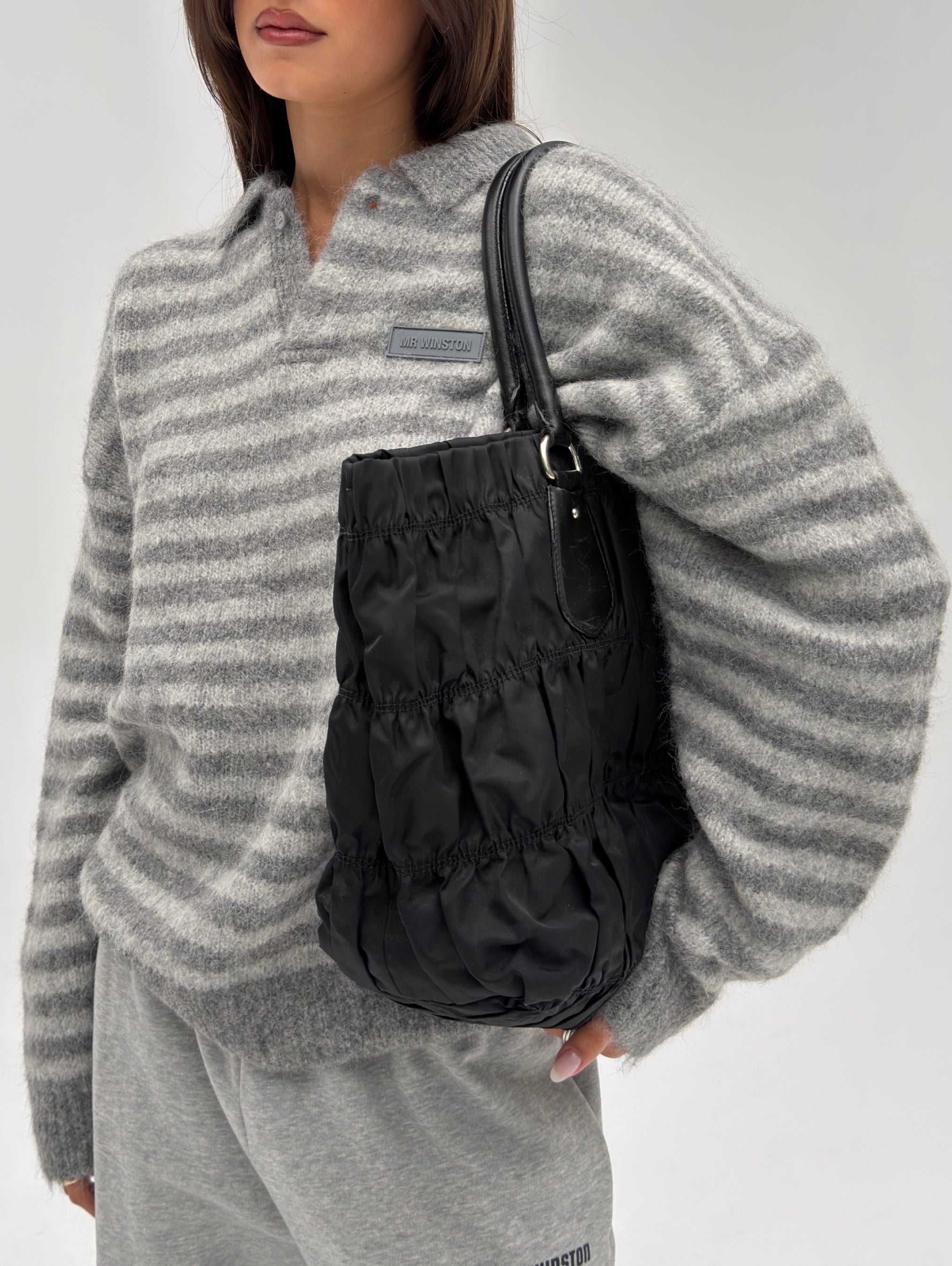 ALPACA BLEND BOYFRIEND KNIT - GREY