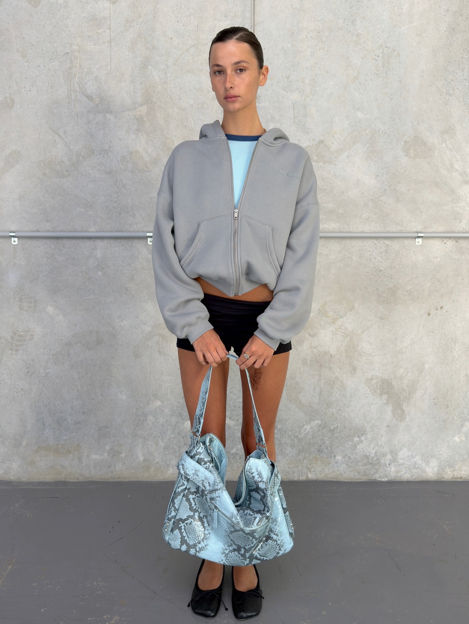 PUFF ZIP HOOD - GREY