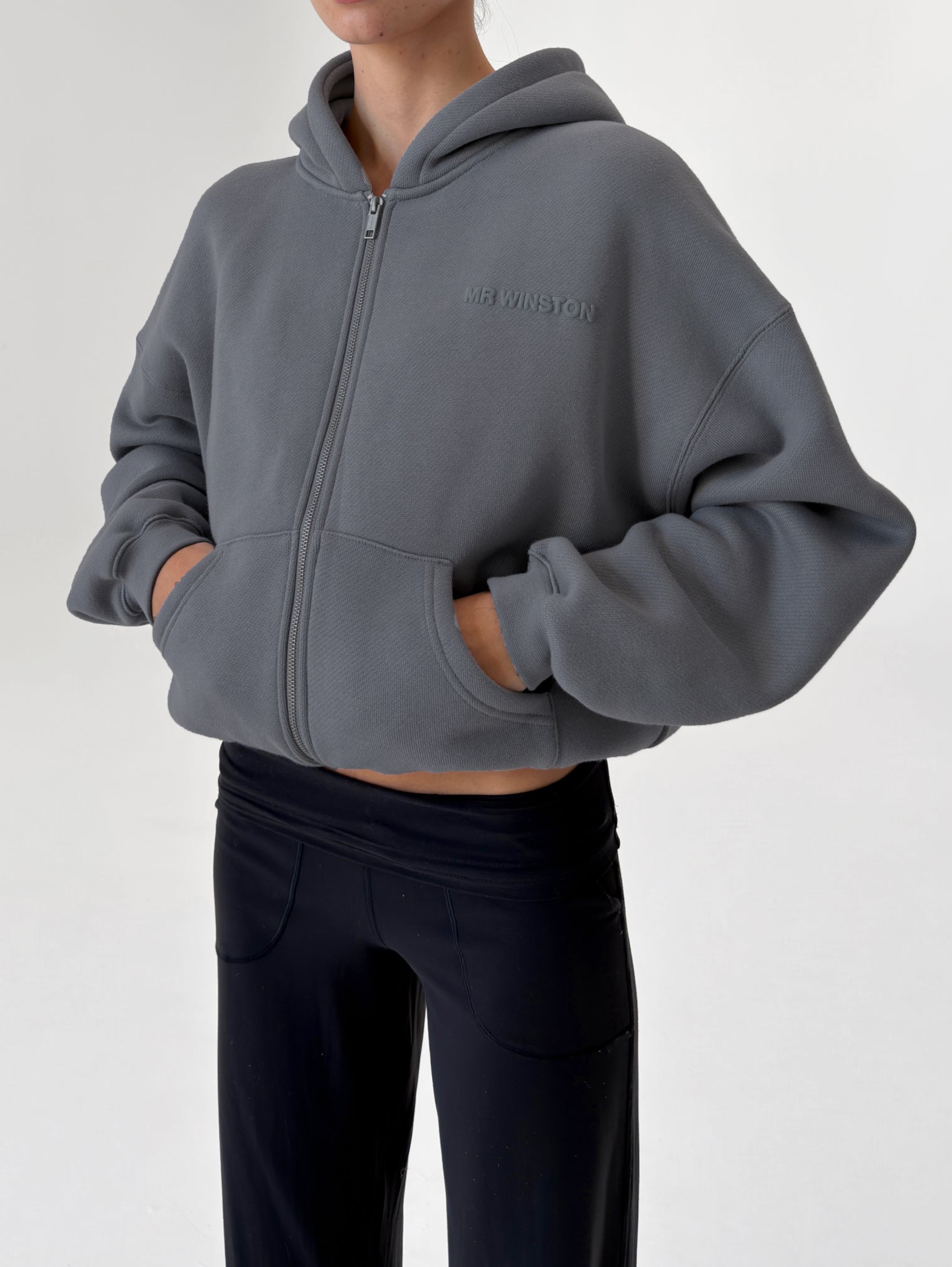 PUFF ZIP HOOD - DEEP GREY