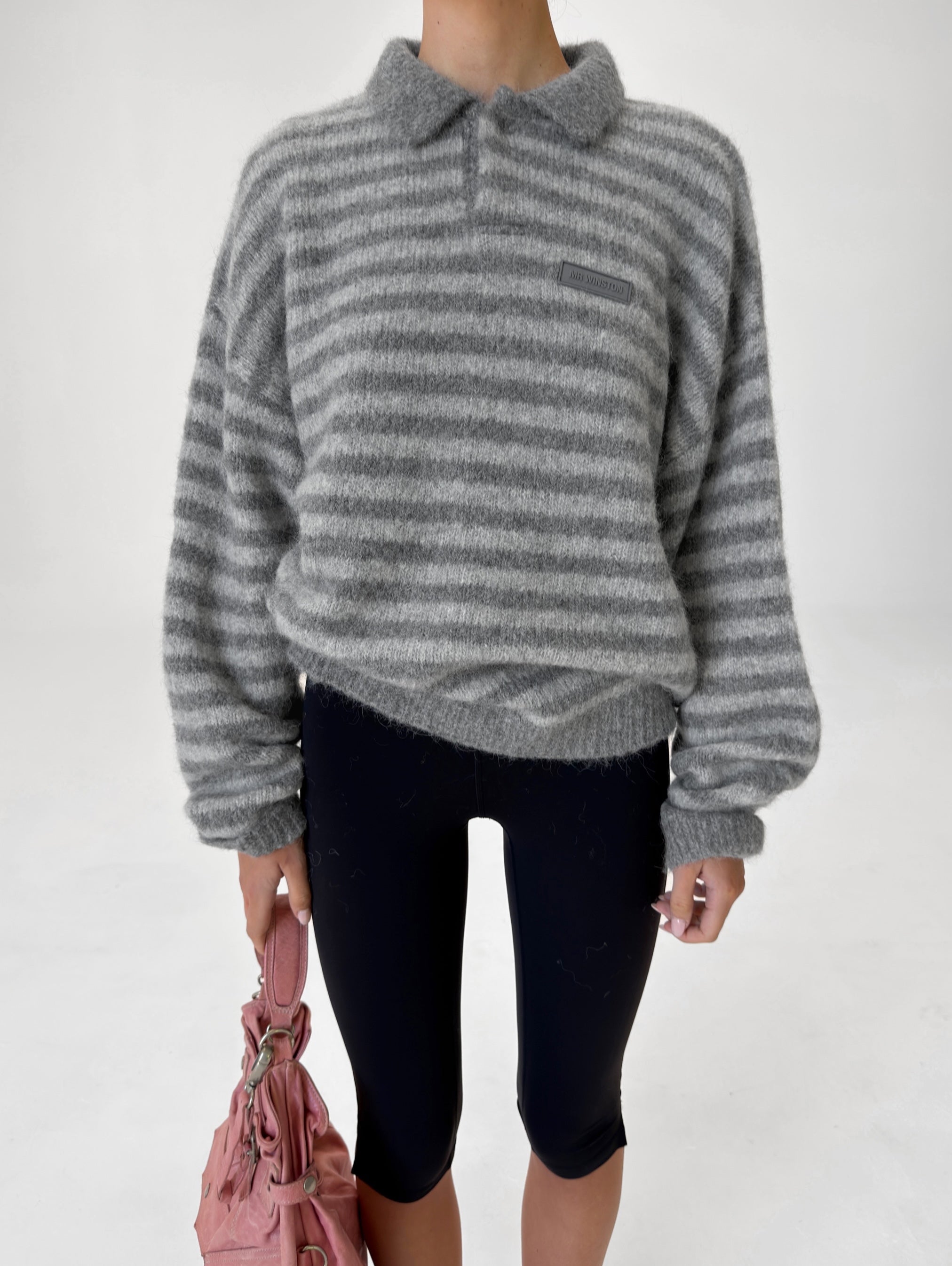 ALPACA BLEND BOYFRIEND KNIT - GREY